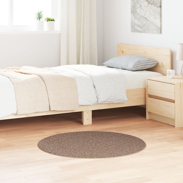 Shaggy Rug With Latex Backing Brown Ø90 Cm