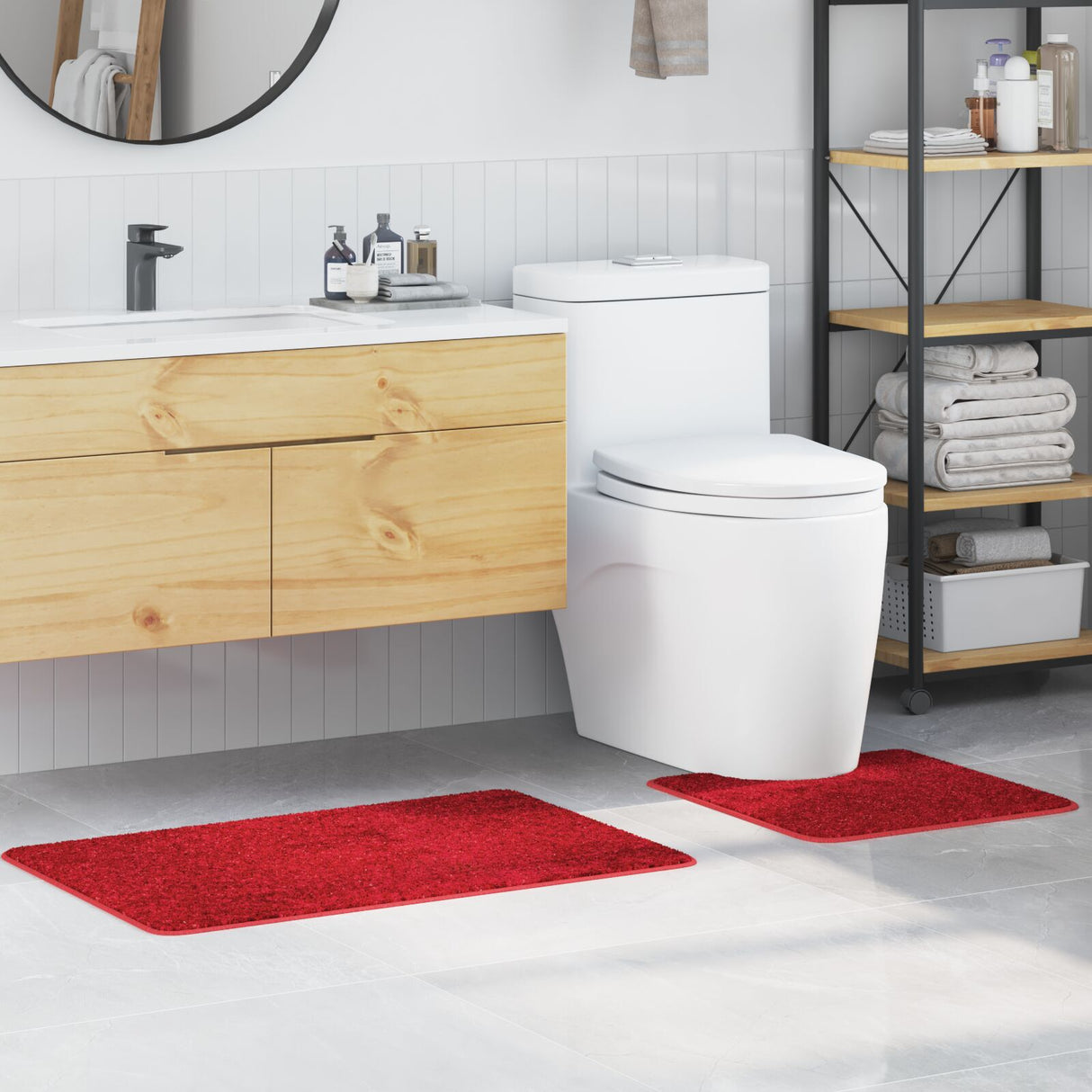 2 Piece Bath Mat Set Polypropylen Non-Slip