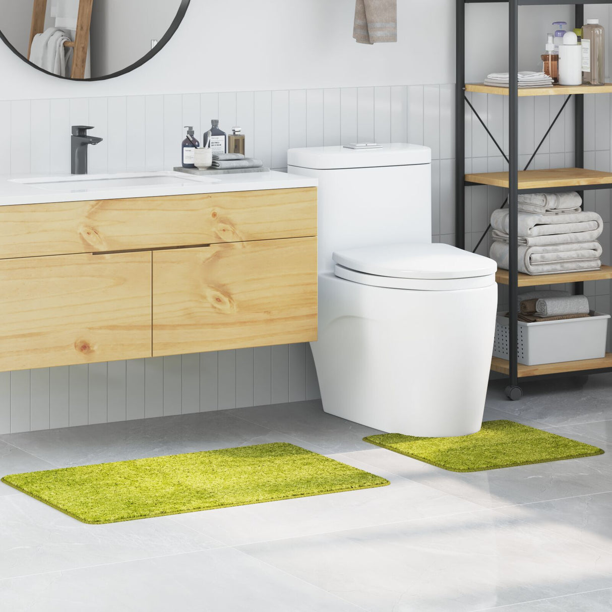 2 Piece Bath Mat Set Polypropylen Non-Slip