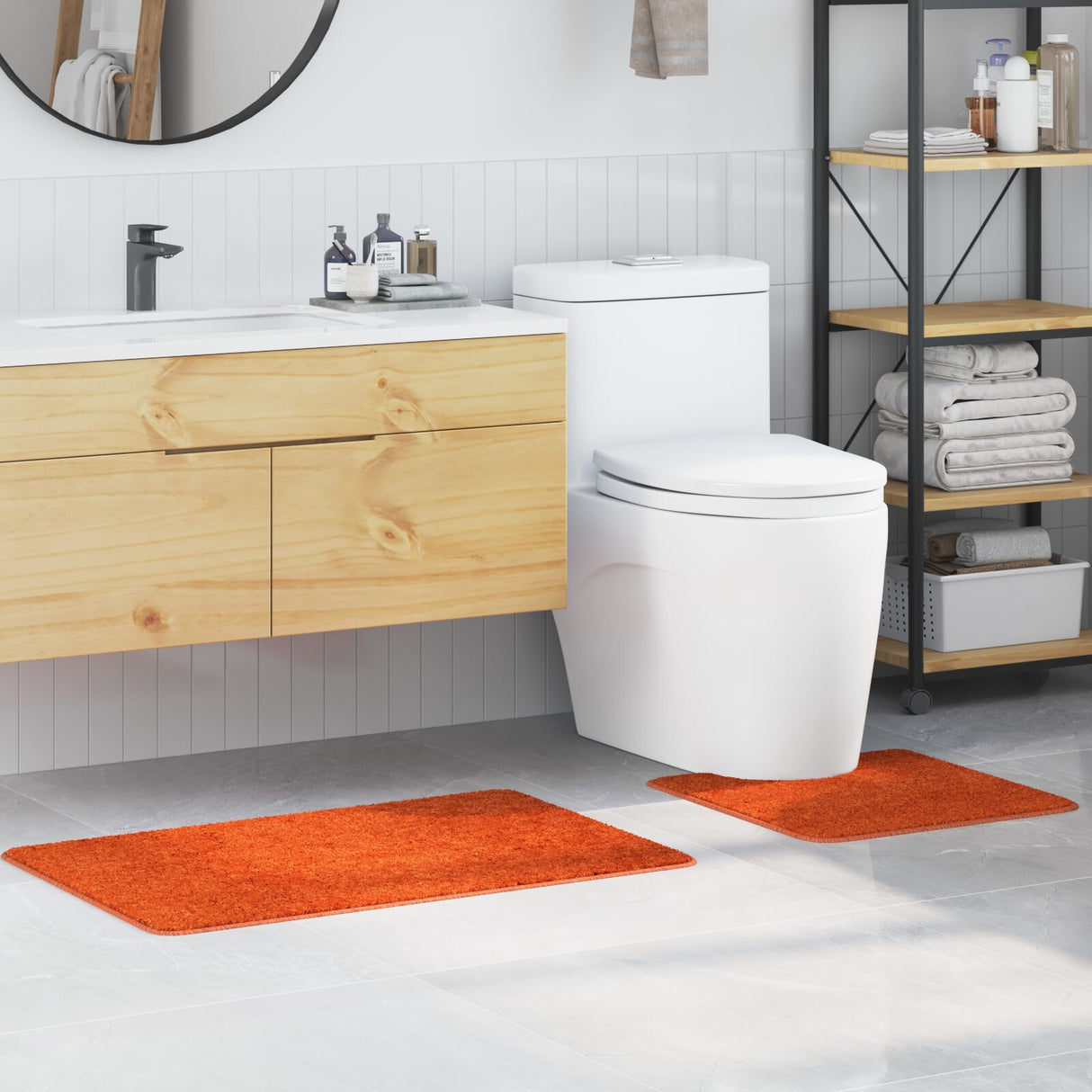 2 Piece Bath Mat Set Polypropylen Non-Slip