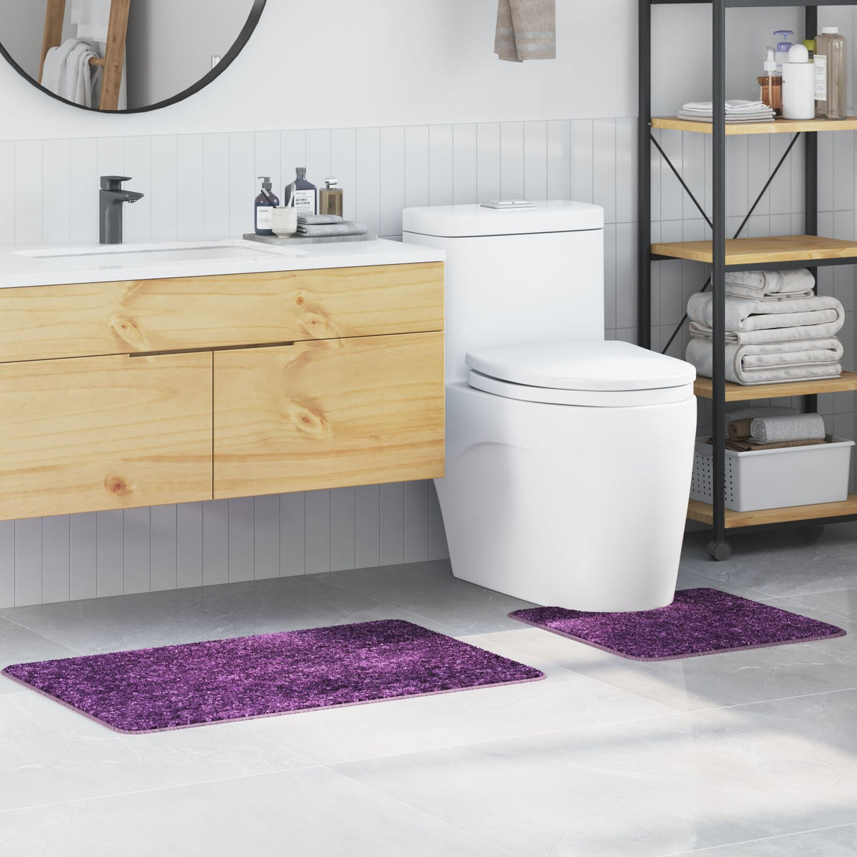 2 Piece Bath Mat Set Polypropylen Non-Slip