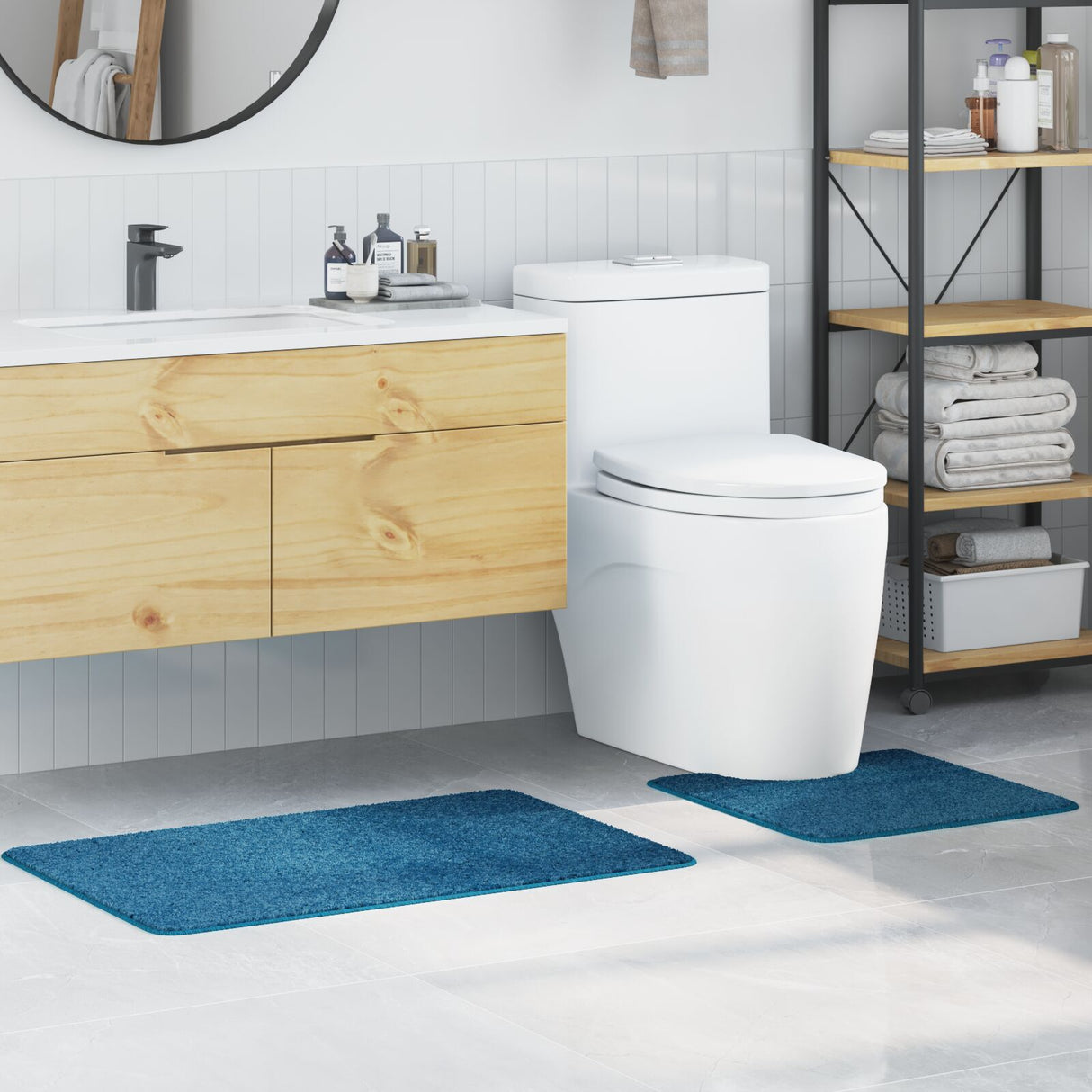 2 Piece Bath Mat Set Polypropylen Non-Slip