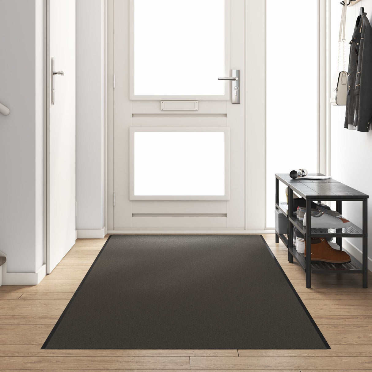 Rectangular Door Mat In Anthracite, 120X400 Cm
