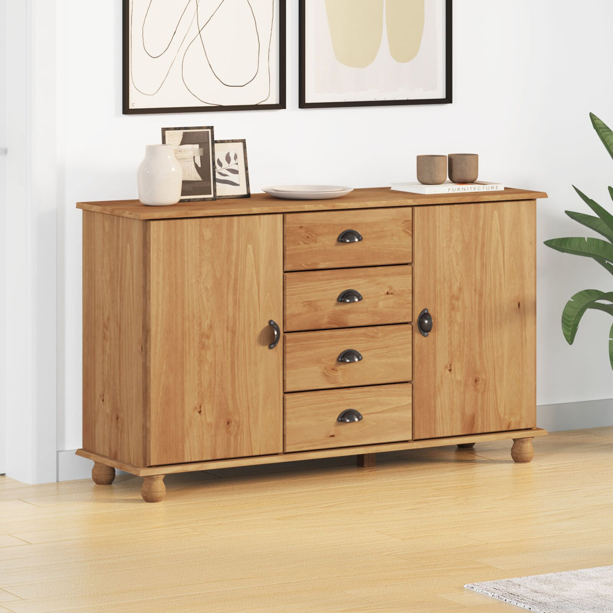 Sideboard &quot;Askim&quot; 133,5X40X79 Cm Solid Wood Pine