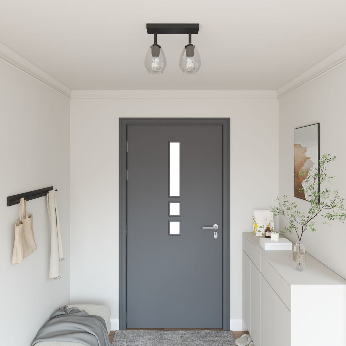 Ceiling Lights With Adjustable Glass Lampshade Anthracite E27