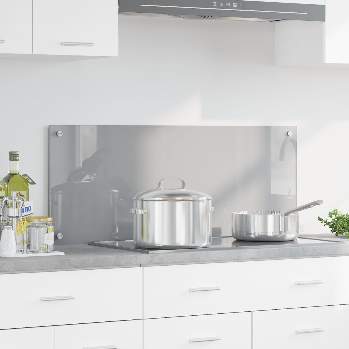 Kitchen Backsplash Light Grey 100X40X0.6 Cm Tempered Glass