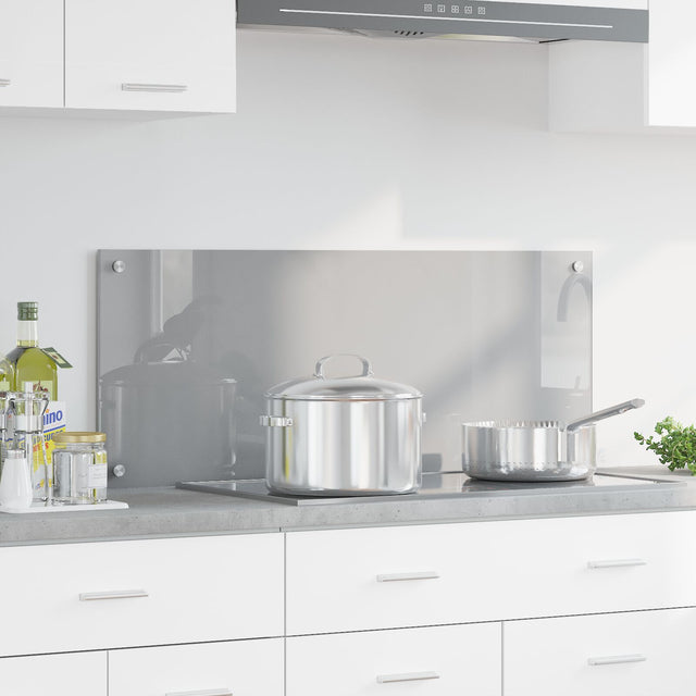 Kitchen Backsplash Light Grey 100X40X0.6 Cm Tempered Glass