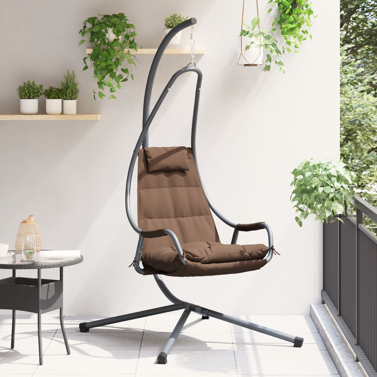 Hanging Chair With Stand And Cushion Steel
