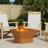 Fire Pit Square Black Steel