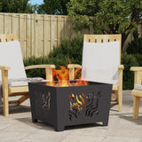 Fire Pit Square Black Steel