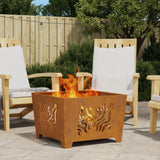 Fire Pit Square Black Steel