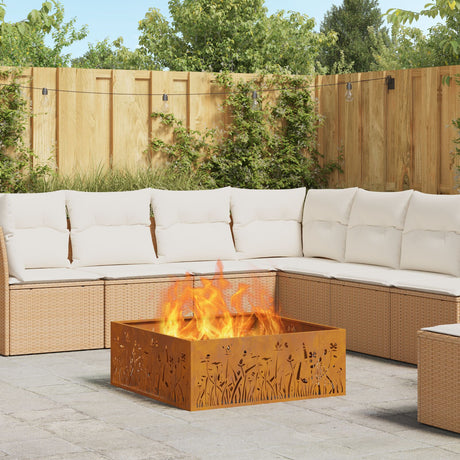 Fire Pit Square Black Steel