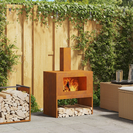 Fire Pit With Chimney Black Steel