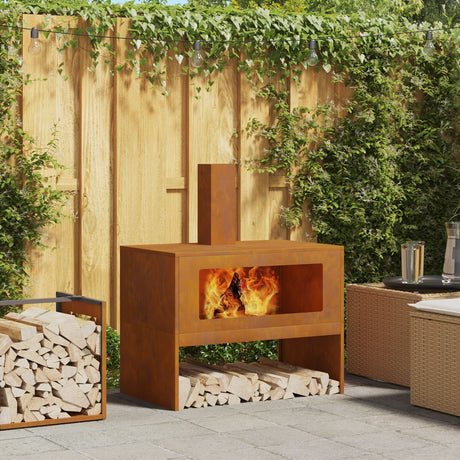 Fire Pit With Chimney Black Steel