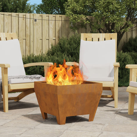 Square Fire Pit - Black, 50X50X30 Cm, Steel