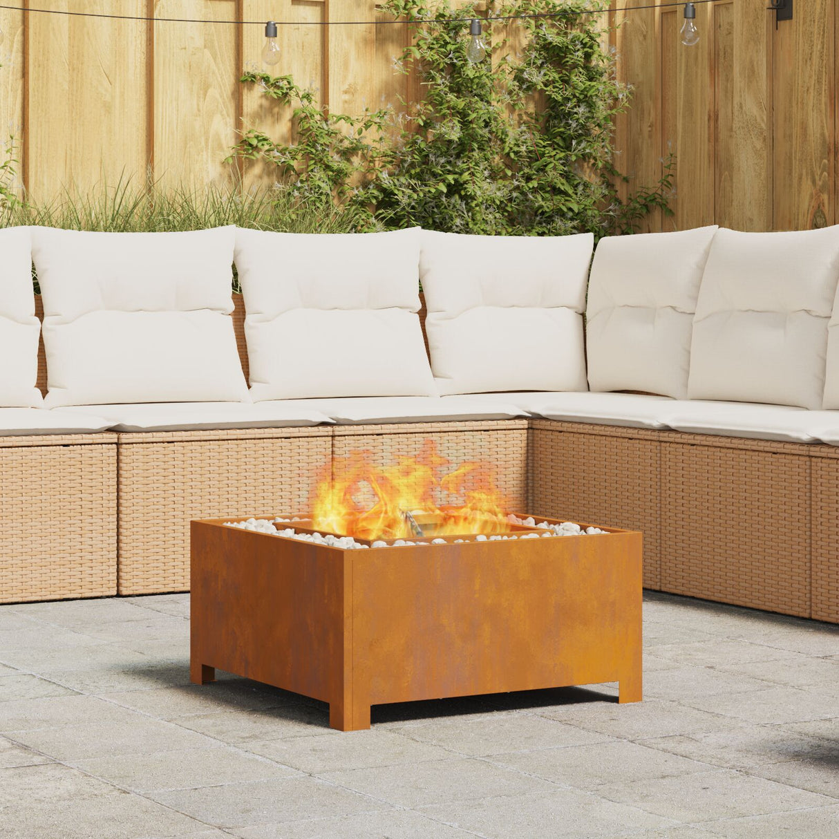 Fire Pit Square Black Steel