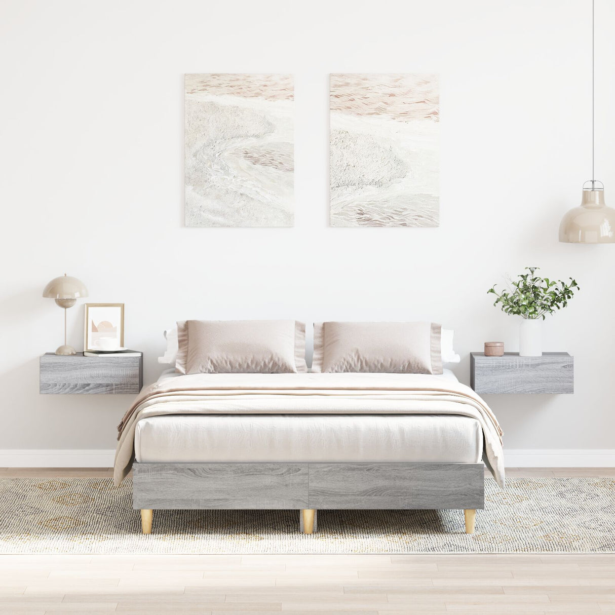 Bed Frame 120X190 Cm Grey Sonoma Engineered Wood