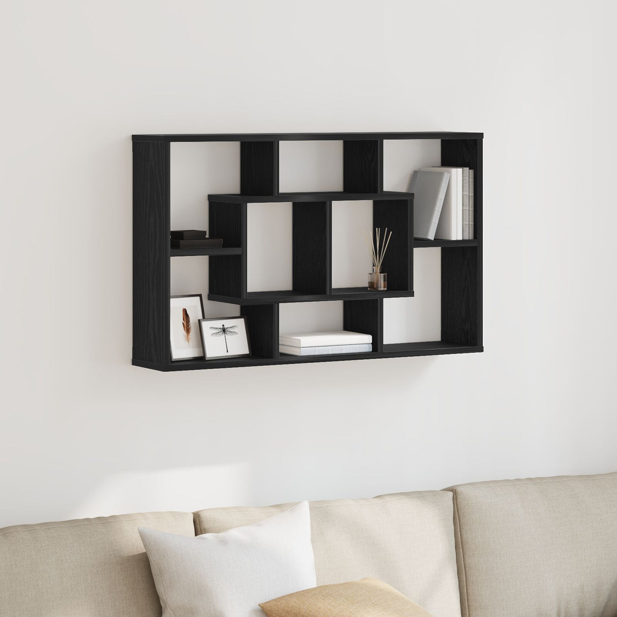 Wall Shelf - Black Oak, 85 X 16 X 52.5 Cm, Made Of Engineered Wood