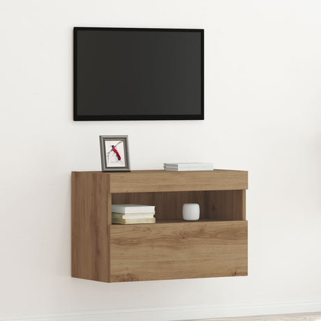 Tv Wall Cabinet With Led Lights Artisan Oak 60X30X40 Cm