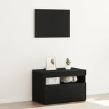 Black Oak Tv Stand With Led Lights, 60X35X40 Cm, Made From Engineered Wood