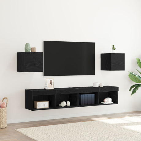 Wall Mounted Tv Cabinets 2 Pcs Black Oak 30.5X30X30 Cm