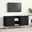 Tv Cabinet With Wooden Leg Black Oak 102X35X50 Cm