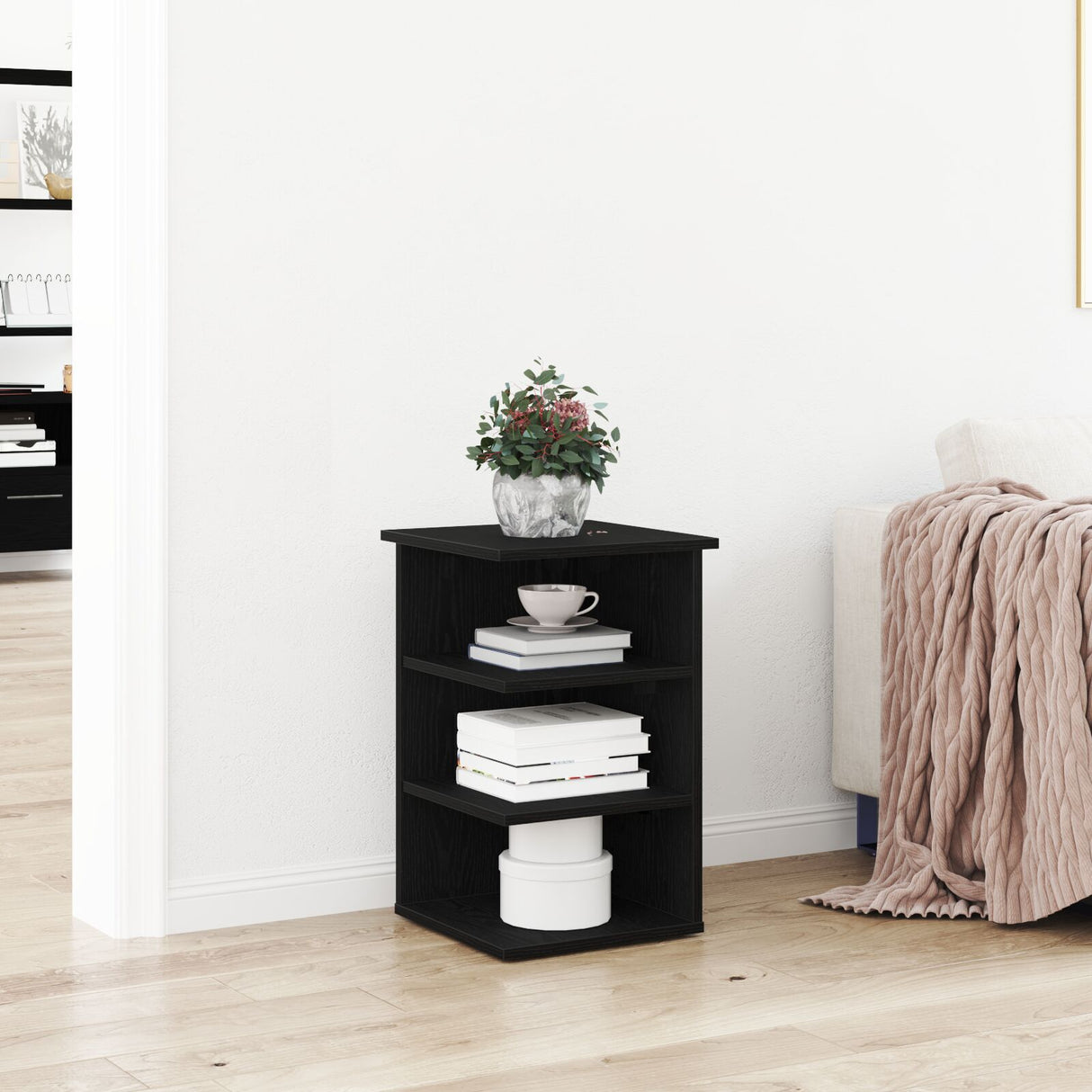 Side Cabinet Black Oak 35X35X55 Cm Engineered Wood