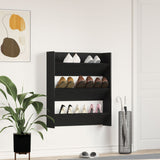 Wall Shoe Cabinet - Black Oak, 80X18X90 Cm, Made From Engineered Wood