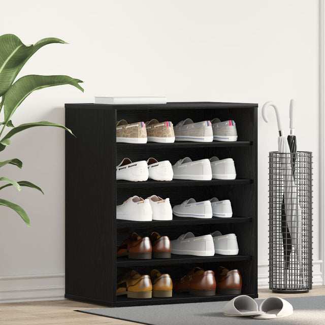 Shoe Cabinet In Black Oak - 60X35X70 Cm, Made Of Engineered Wood