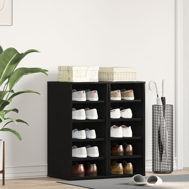 Shoe Cabinet 2 Pack - Black Oak - 32X35X70 Cm - Made Of Engineered Wood