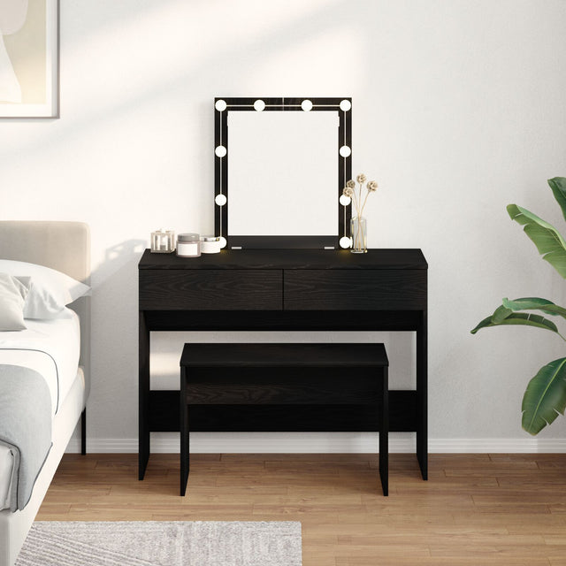 Dressing Stool Black Oak 70X35X45 Cm Engineered Wood