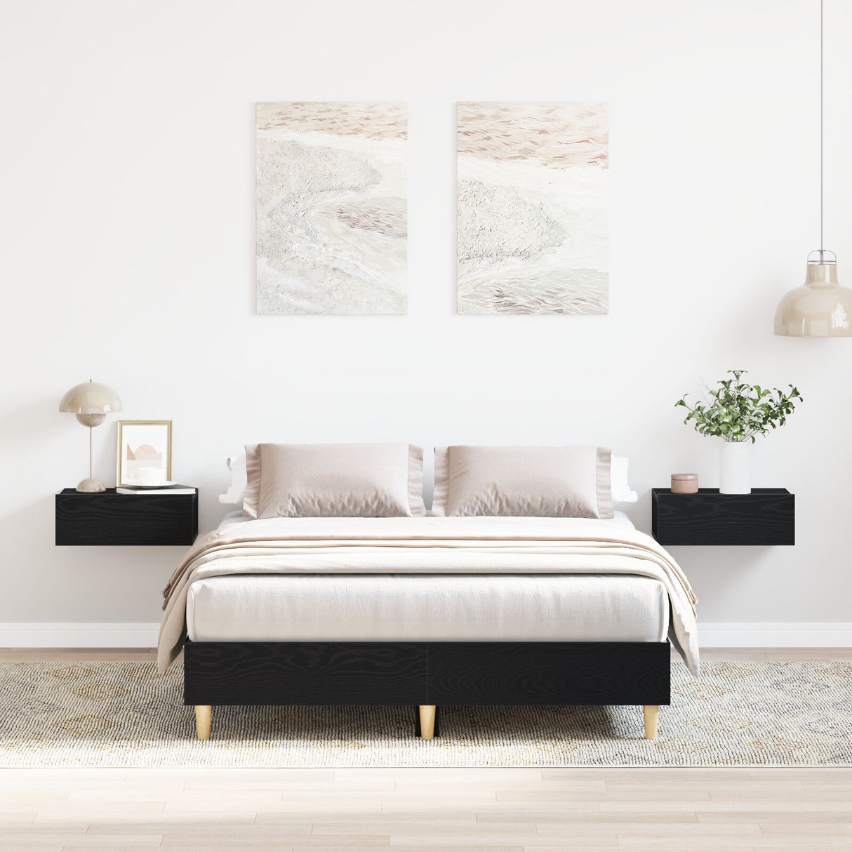 Bed Frame 135X190 Cm Black Oak Engineered Wood