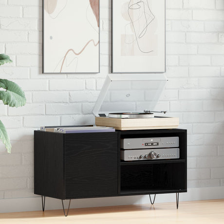 Record Cabinet Black Oak 84,5X38X48 Cm Engineered Wood