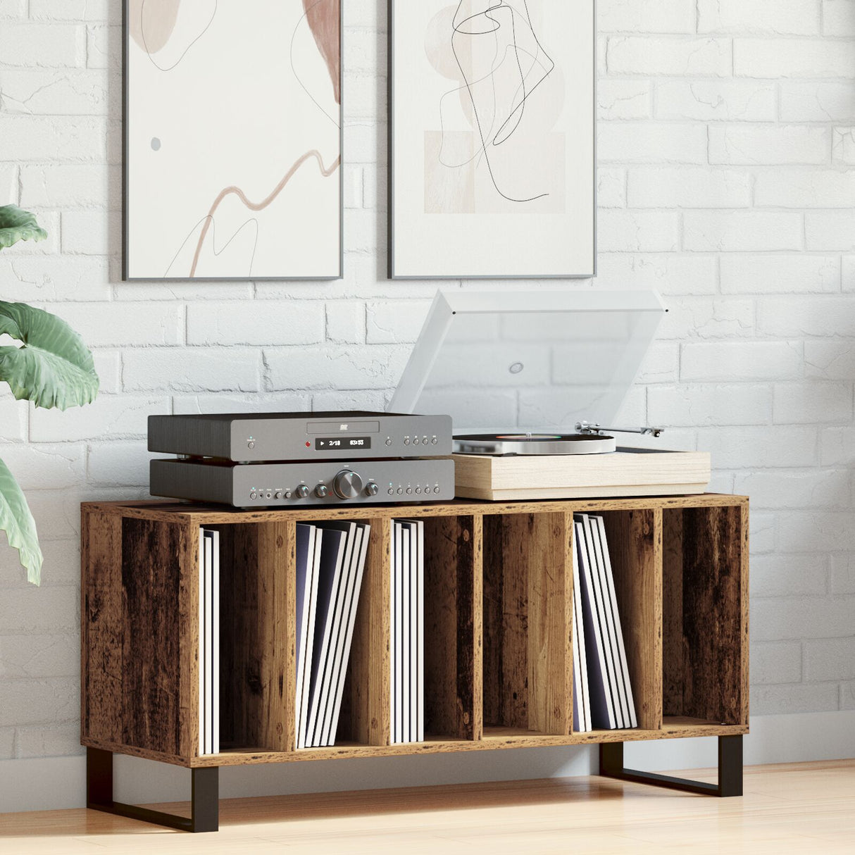 Record Cabinet Artisan Oak 100X38X48 Cm Engineered Wood