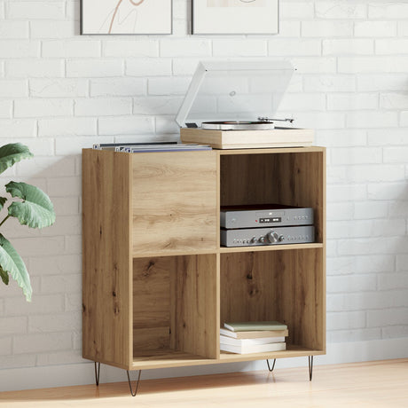 Record Cabinet Black Oak 84,5X38X89 Cm Engineered Wood