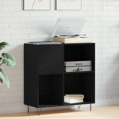 Record Cabinet Black Oak 84.5X38X90 Cm Engineered Wood
