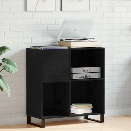 Record Cabinet Black Oak 84.5X38X90 Cm Engineered Wood