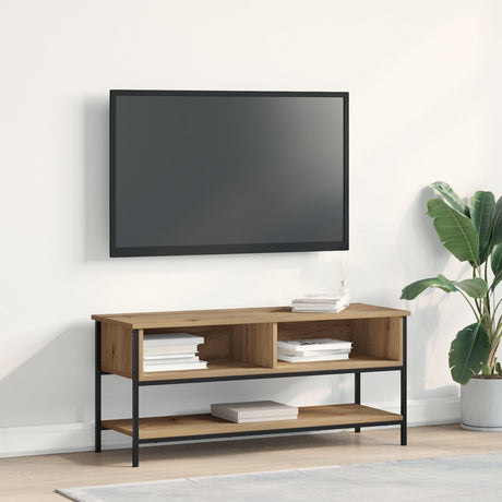 Tv Cabinet Artisan Oak 100X35X45 Cm Engineered Wood And Steel