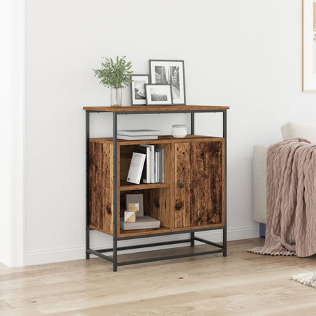 Sideboard Old Wood 69X35X80 Cm Engineered Wood And Steel