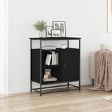 Sideboard Black Oak 69X35X80 Cm Engineered Wood And Steel