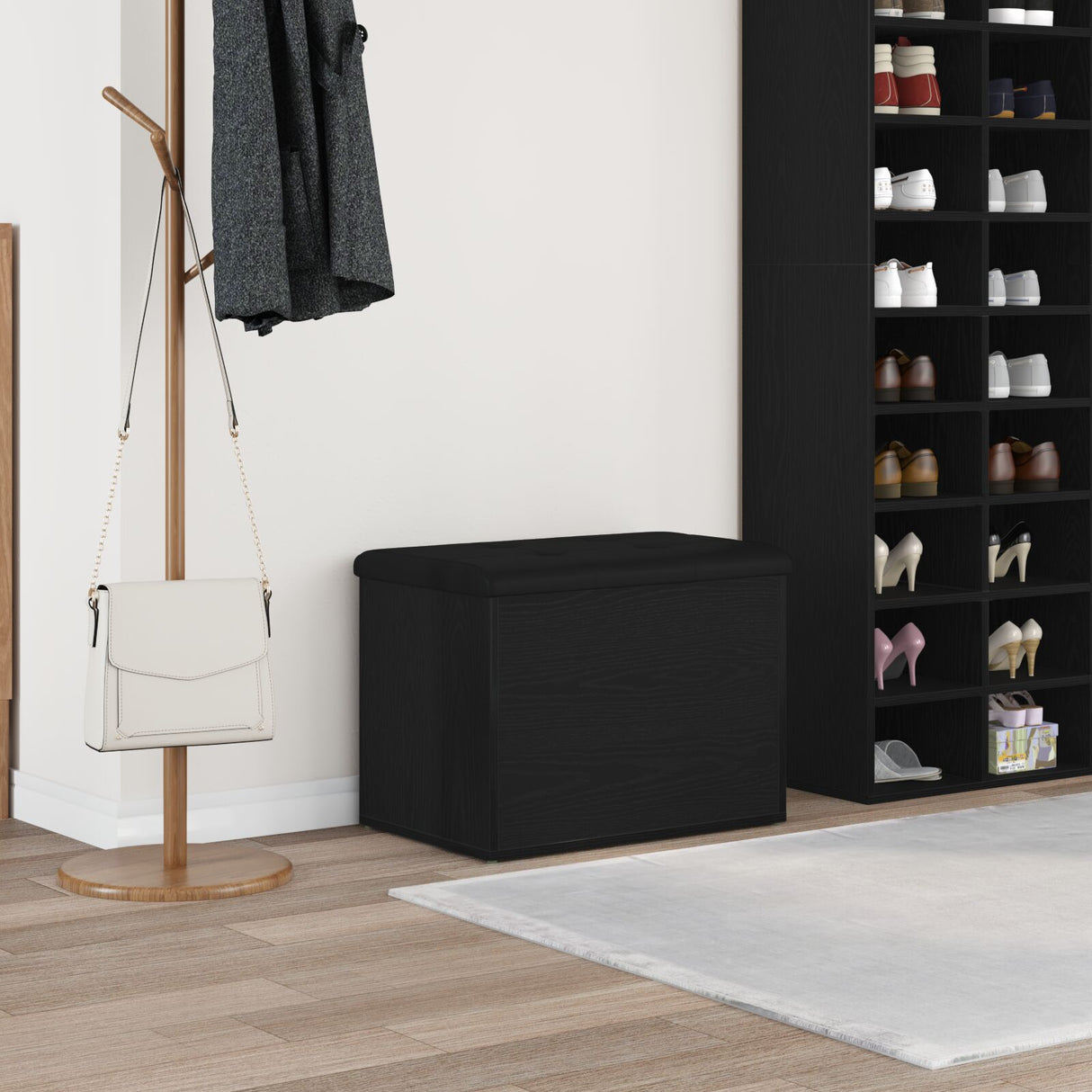 Storage Bench Black Oak 60X40X45 Cm Engineered Wood