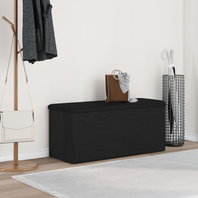 Storage Bench Black Oak 100X40X45 Cm Engineered Wood