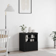 Sideboard With Led Lights Black Oak 60,5X37X67 Cm