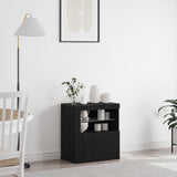 Sideboard With Led Lights Black Oak 60,5X37X67 Cm