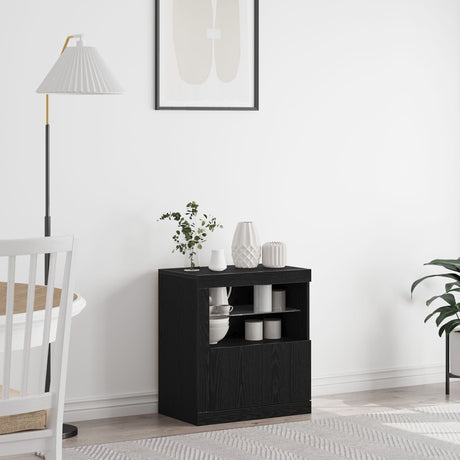 Sideboard With Led Lights Black Oak 60,5X37X67 Cm