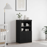 Sideboard With Led Lights Black Oak 60,5X37X100 Cm