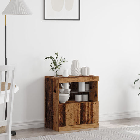 Sideboard With Led Lights Old Wood 60X37X67 Cm
