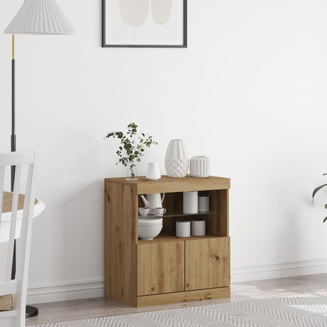 Sideboard With Led Lights Artisan Oak 60X37X67 Cm