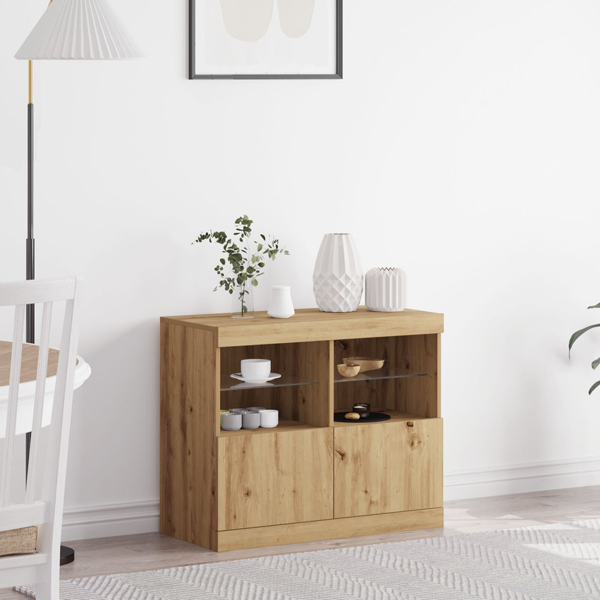 Sideboard With Led Lights Artisan Oak 81X37X67 Cm