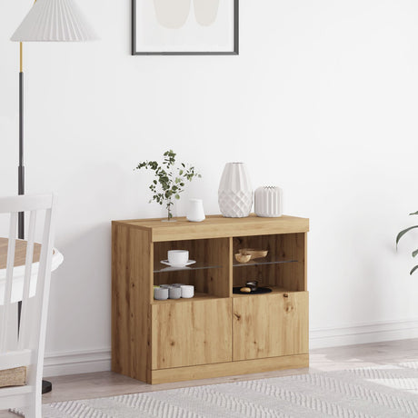Sideboard With Led Lights Artisan Oak 81X37X67 Cm